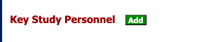 IRB form 'Key Study Personnel' header with Add button
